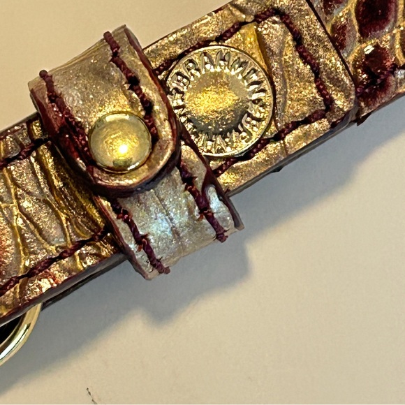 Brahmin handbag strap in croc-embossed leather Brown and Gold - Picture 6 of 14